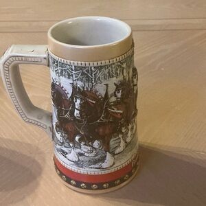 Budweiser Clydesdale Ceramic Mug with Red and Brown Accents